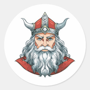 Porträt von Gott Odin Runder Aufkleber