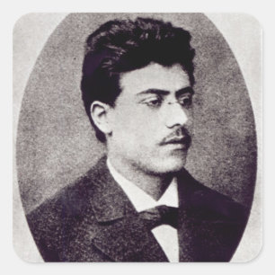 Porträt von Gustav Mahler, 1878 Quadratischer Aufkleber