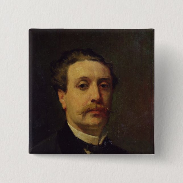 Porträt von Guy de Maupassant 1876 Button (Vorderseite)