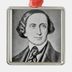 Porträt von Hans Christian Andersen 2 Silbernes Ornament