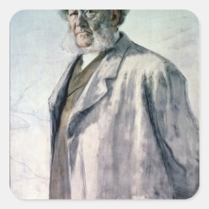 Porträt von Henrik Ibsen, 1895 Quadratischer Aufkleber