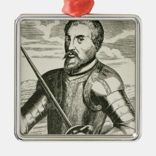 Porträt von Hernando de Soto Silbernes Ornament