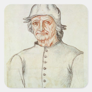 Porträt von Hieronymus Bosch Quadratischer Aufkleber