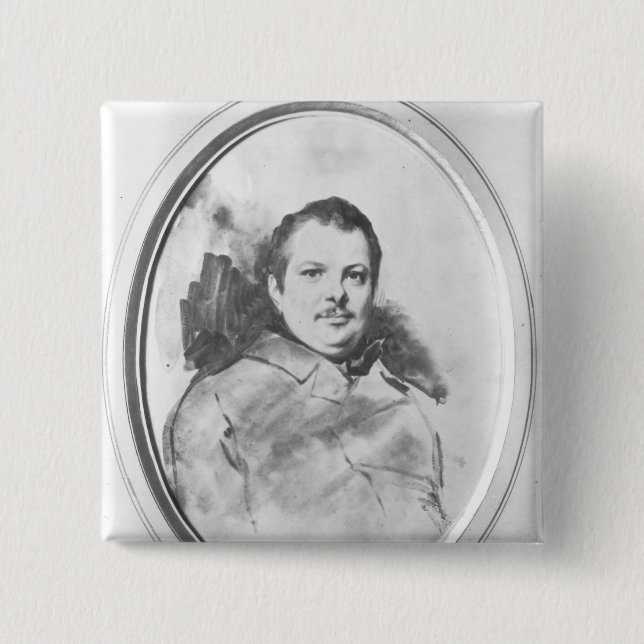 Porträt von Honore de Balzac c.1820 Button (Vorderseite)