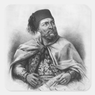 Porträt von IbrahimPasha, 1840 Quadratischer Aufkleber