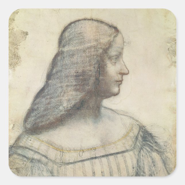 Porträt von Isabella d'Este Quadratischer Aufkleber (Vorderseite)