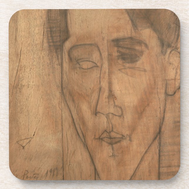 Porträt von Jean Cocteau (1889-1963) 1917 Getränkeuntersetzer (Vorderseite)