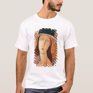 Porträt von Jeanne Hebuterne in einem großen Hut T-Shirt