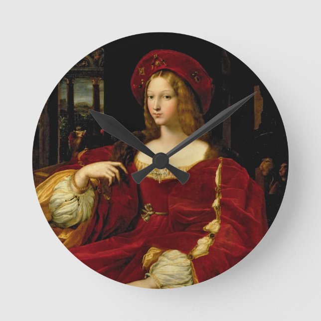 Porträt von Jeanne von Ehefrau Aragoniens Runde Wanduhr (Vorderseite)