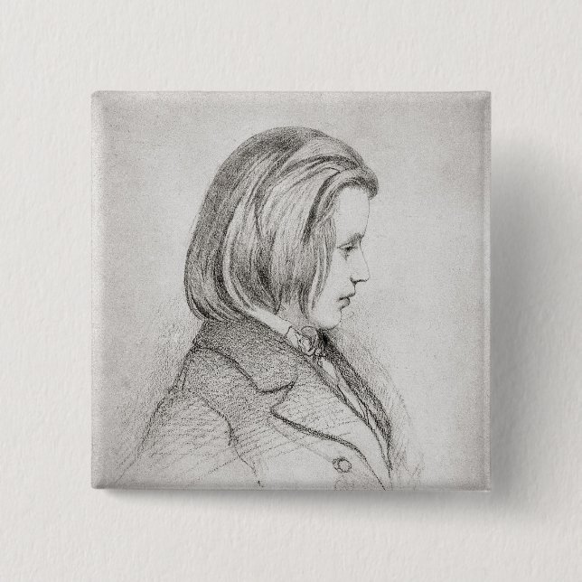 Porträt von Johanes Brahms alterte zwanzig, 1853 Button (Vorderseite)