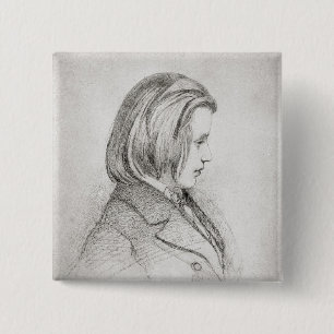 Porträt von Johanes Brahms alterte zwanzig, 1853 Button