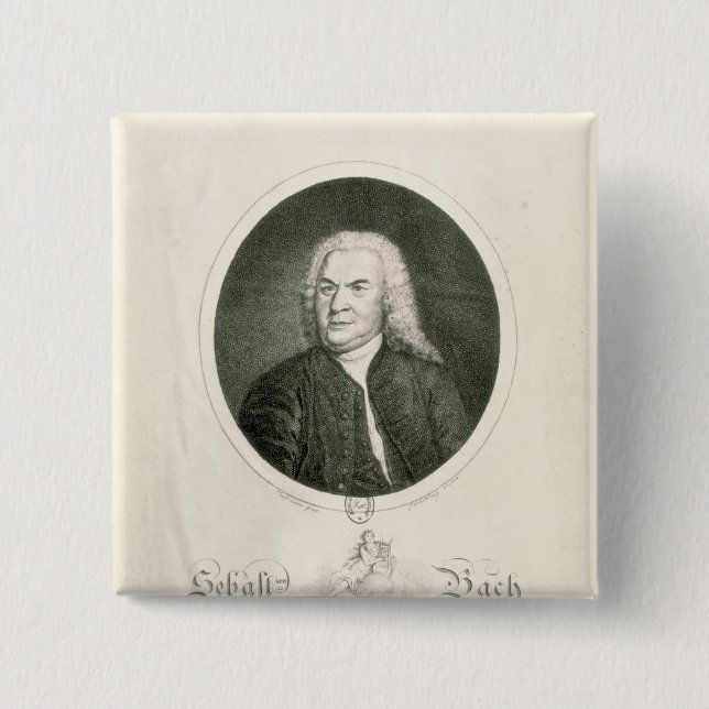Porträt von Johann Sebastian Bach Button (Vorderseite)