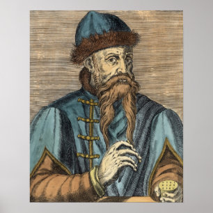 Porträt von Johannes Gutenberg Poster