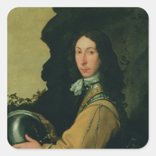 Porträt von John Evelyn Quadratischer Aufkleber
