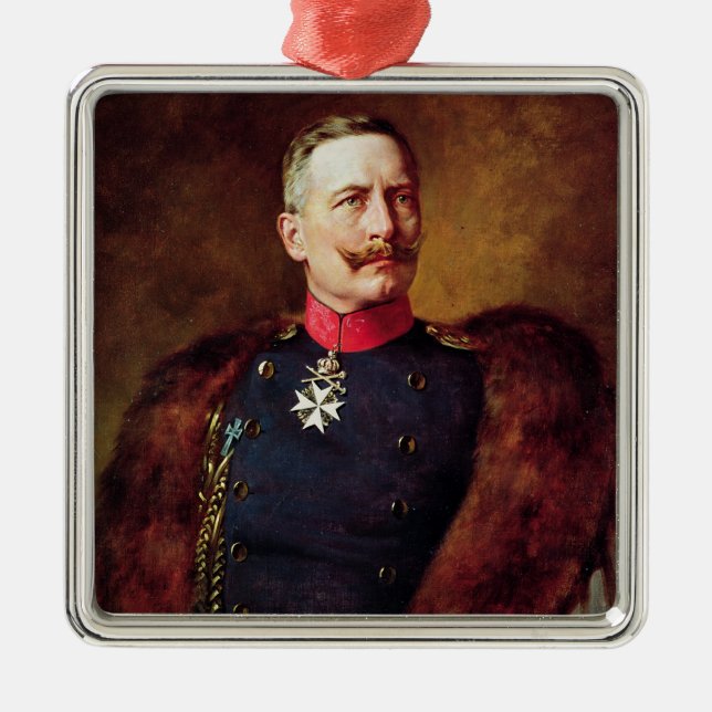 Porträt von Kaiser Wilhelm Ii Ornament Aus Metall (Vorne)