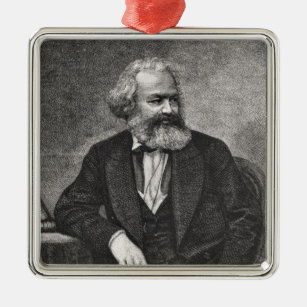 Porträt von Karl Marx 1857 Silbernes Ornament