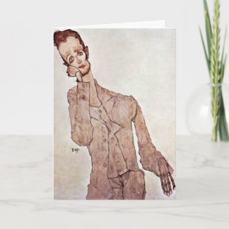 Porträt von Karl Zakovsek durch Egon Schiele Karte