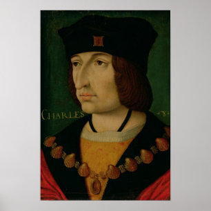 Porträt von König Charles-VIII von Frankreich Poster