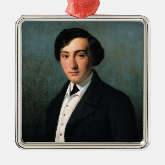 Porträt von Lucien Petipa 1849 Silbernes Ornament (Vorne)