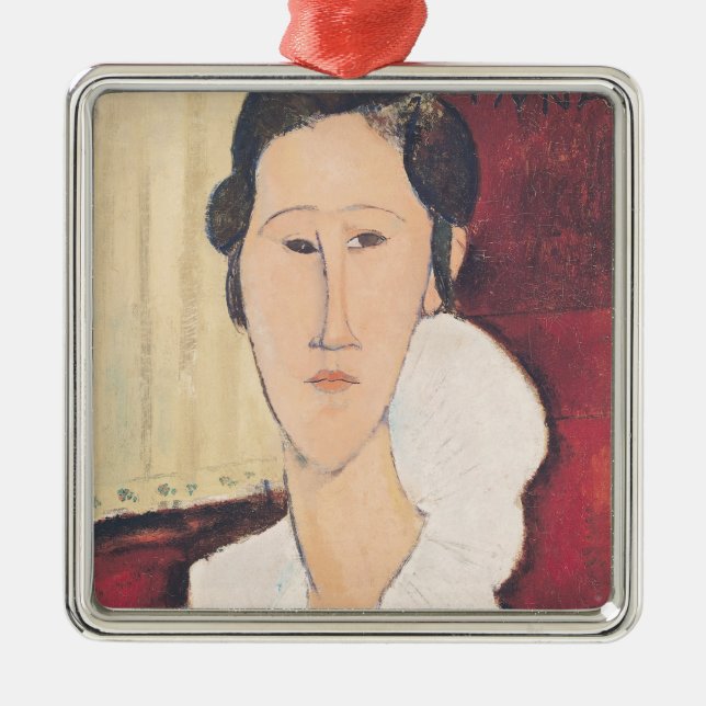 Porträt von Madame Hanka Zborowska, 1917 Silbernes Ornament (Vorne)
