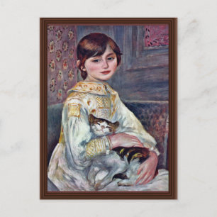 Porträt von Mademoiselle Julie Manet mit Katze Postkarte