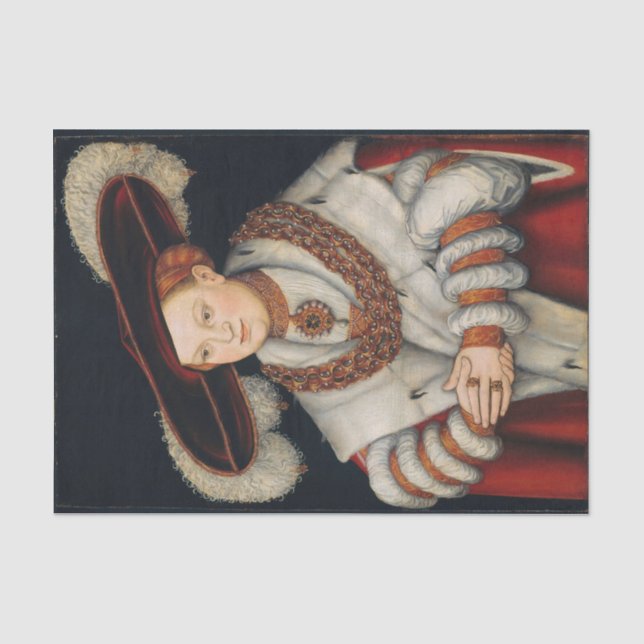Porträt von Magdalena in Sachsen von Lucas Cranach Seidenpapier (Vorderseite)