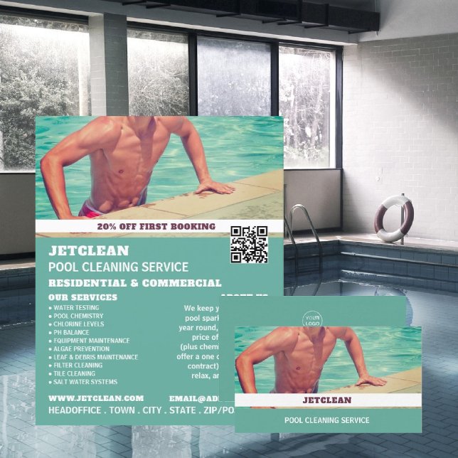 Porträt von männlichen Bädern, Schwimmbad sauber Visitenkarte (Von Creator hochgeladen)