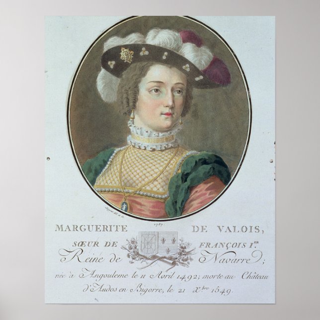 Porträt von Marguerite de Valois (1492-1549), 1787 Poster (Vorne)