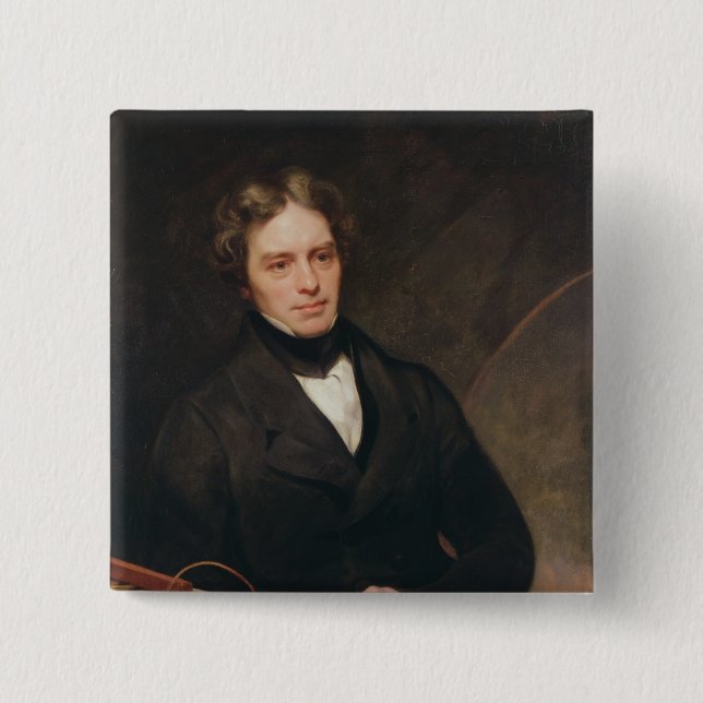 Porträt von Michael Faraday 1841-42 Button (Vorderseite)