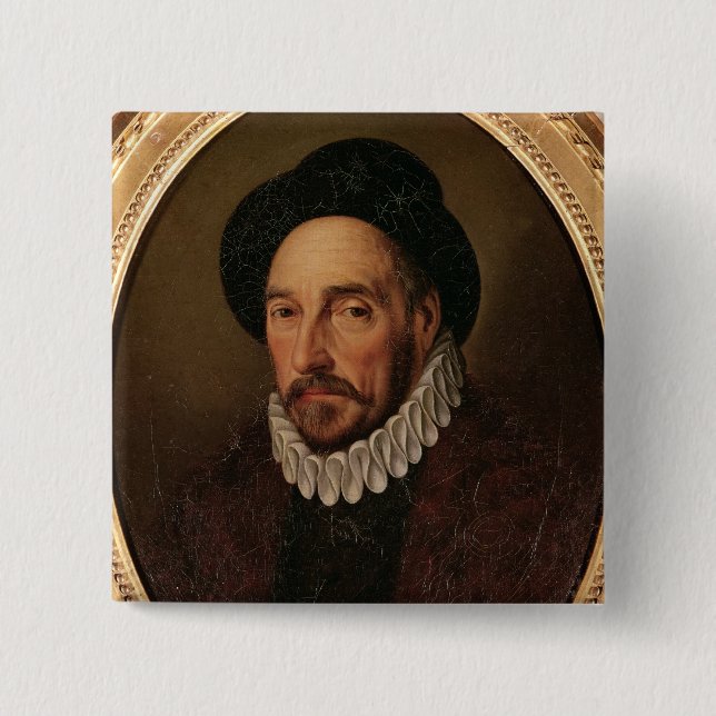 Porträt von Michel Eyquem de Montaigne Button (Vorderseite)