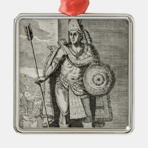 Porträt von Montezuma II Ornament Aus Metall