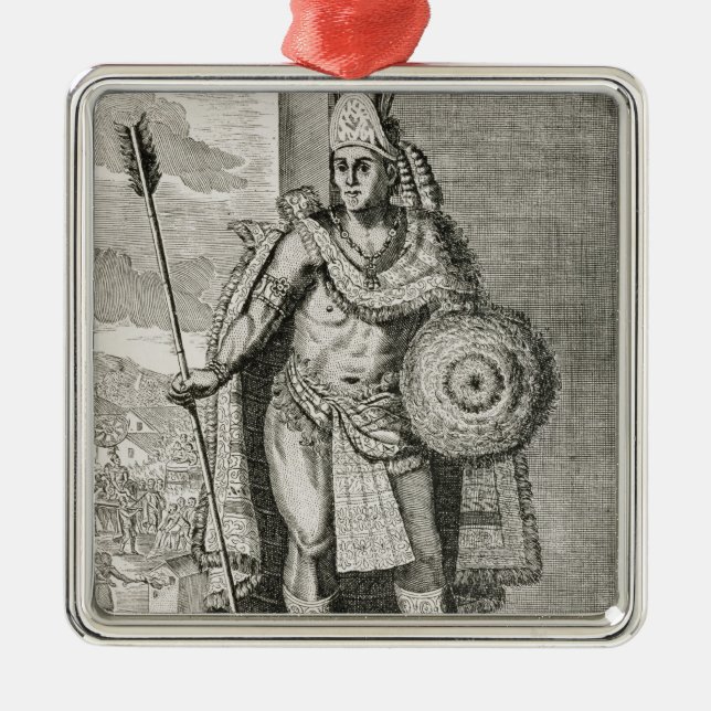 Porträt von Montezuma II Ornament Aus Metall (Vorne)