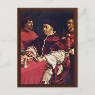 Porträt von Papst Leo X. mit seinen Cousins von Ra Postkarte