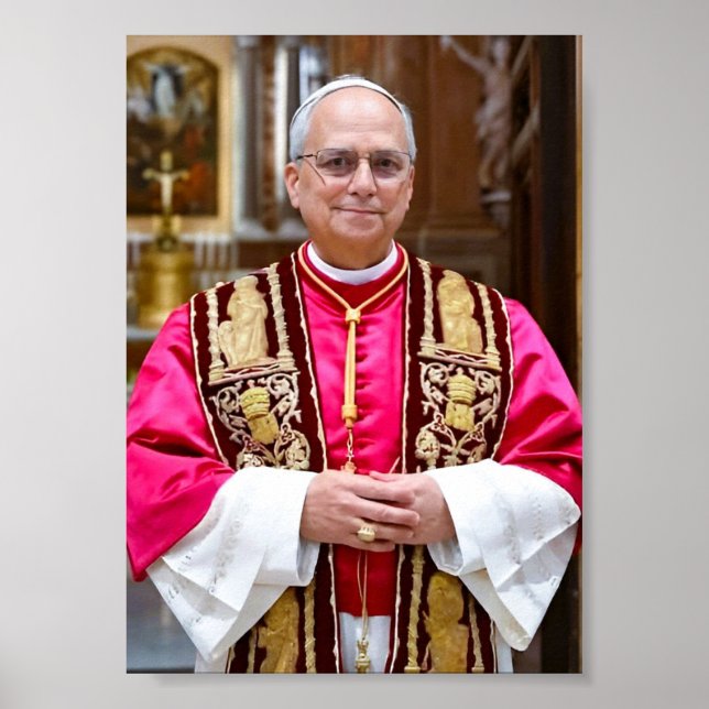 Porträt von Papst Leo XIV Poster (Vorne)