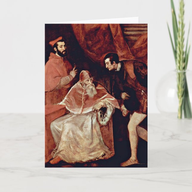 Porträt von Papst Paul III durch Titian Karte (Vorderseite)