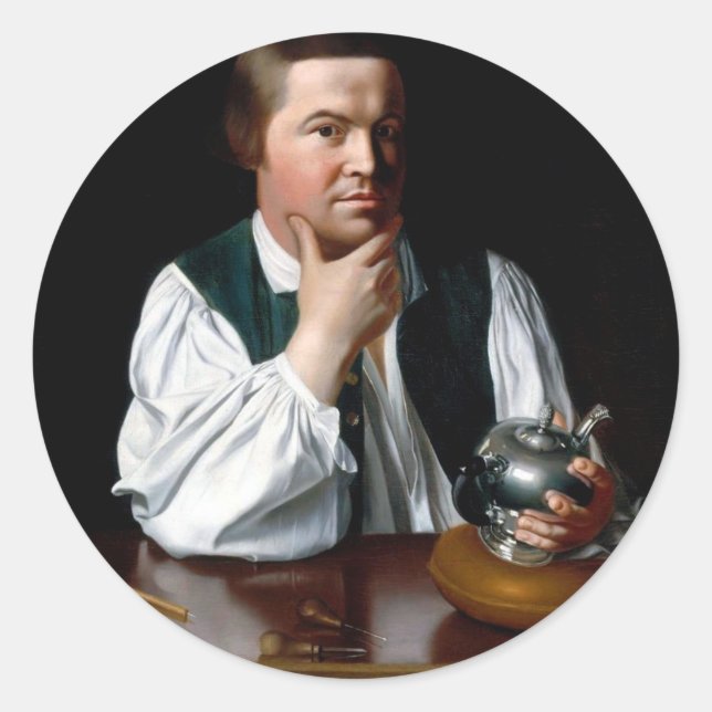 Porträt von Paul Revere Runder Aufkleber (Vorderseite)