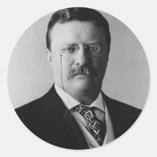 Porträt von Präsident Theodore Roosevelt Runder Aufkleber