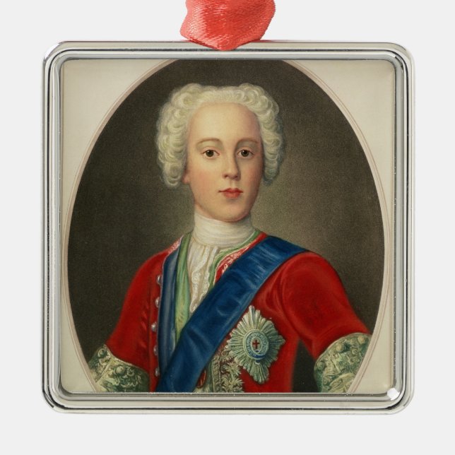 Porträt von Prinzen Charles Edward Silbernes Ornament (Vorne)