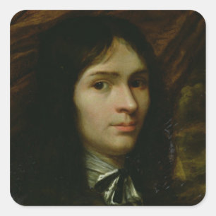 Porträt von Rene Descartes Quadratischer Aufkleber