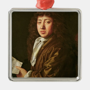 Porträt von Samuel Pepys 1666 Silbernes Ornament