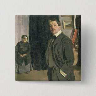 Porträt von Sergei Pavlovich Diaghilev Button