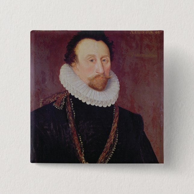 Porträt von Sir John Hawkins 1581 Button (Vorderseite)
