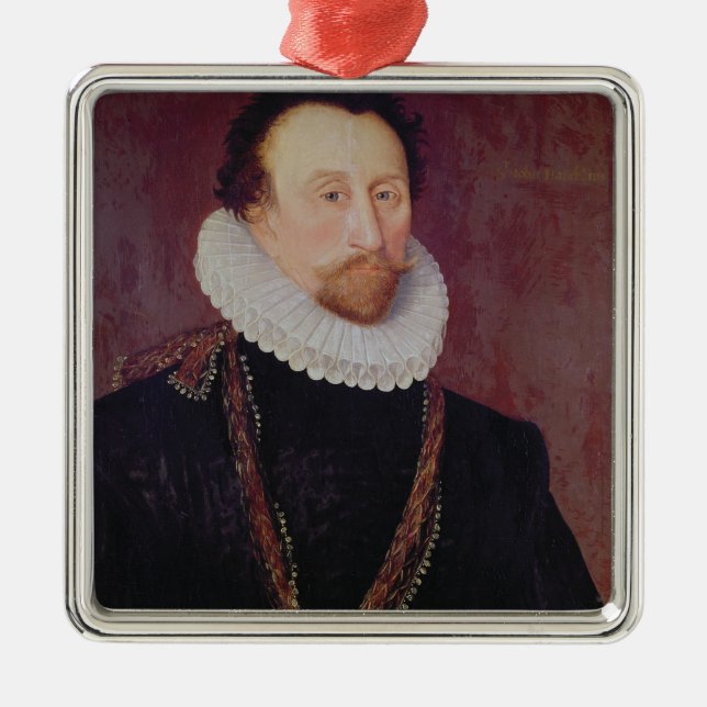 Porträt von Sir John Hawkins 1581 Ornament Aus Metall (Vorne)
