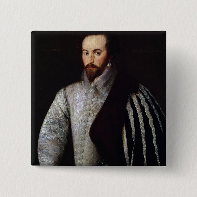 Porträt von Sir Walter Raleigh 1588 Button (Vorderseite)
