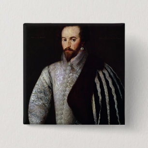 Porträt von Sir Walter Raleigh 1588 Button