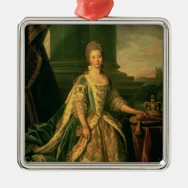 Porträt von Sophie Charlotte Silbernes Ornament (Vorne)