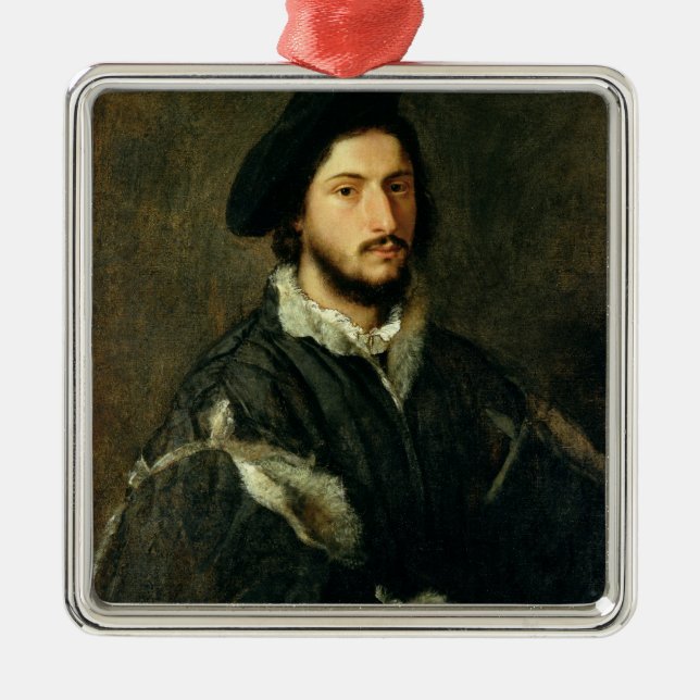 Porträt von Vincenzo Mosti (Öl auf Leinwand) Silbernes Ornament (Vorne)