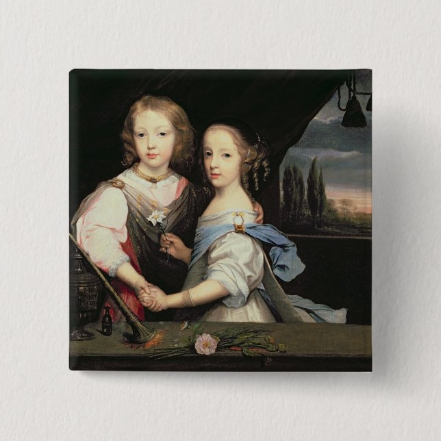 Porträt von Winston und von Arabella (1648-1730) Button (Vorderseite)