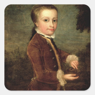 Porträt von Wolfgang Amadeus Mozart alterte Quadratischer Aufkleber