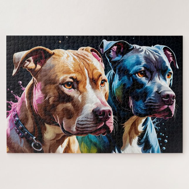 Porträt von zwei Pit Bulls (Horizontal)